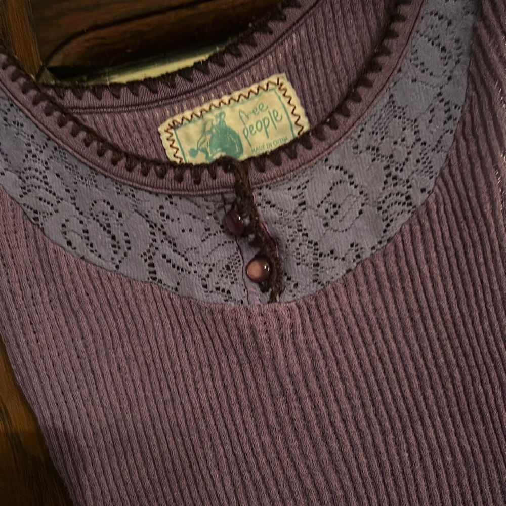 Free People Whip-Stitched edge Buttoned and Lace Tank Top